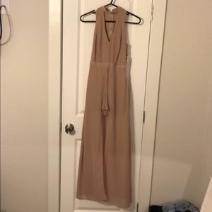 Tan Layered Choker Maxi Romper